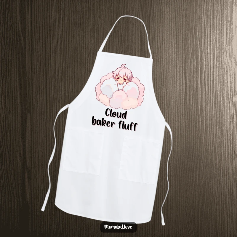 Funny Apron: Character tumbling into clouds, perfect for adding whimsical charm to kitchen activities.