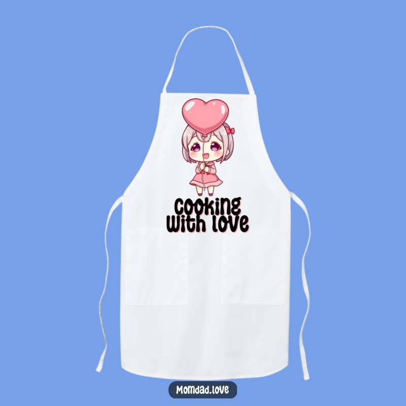 Funny Anime Heart Balloon Apron: Cook with Love, Great Gift for Sweet Chefs