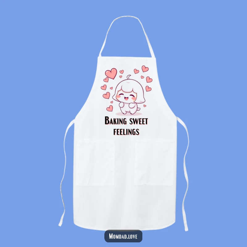 Funny Kawaii Giggling Hearts Apron - Cheerful Character Kitchen Gift