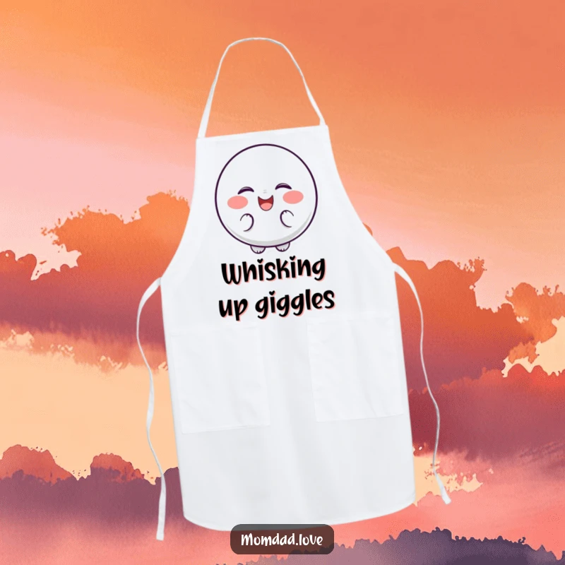 Funny Apron featuring a bubbly character with dots on their cheeks, giggling and shaking with laughter.