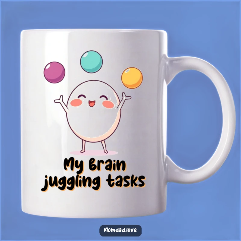 Excited Juggling Character Mug: A Funny Display of Talent, Perfect Gift