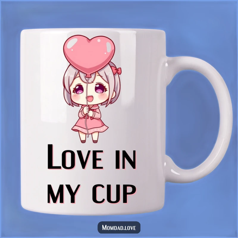 Funny Anime Heart Balloon Mug: Sweet Affection Display, Perfect Gift for Loved Ones