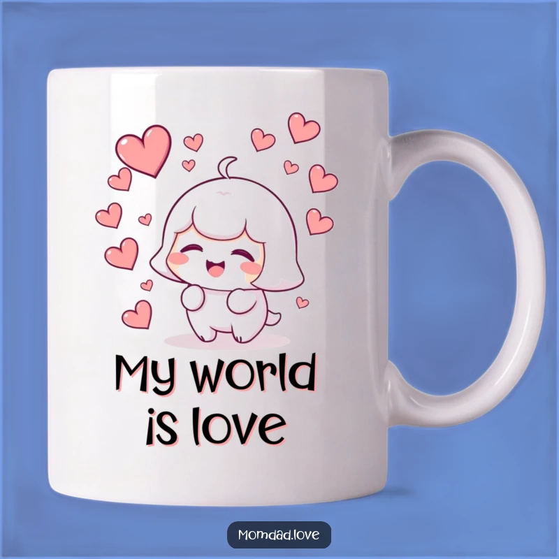 Funny Kawaii Giggling Hearts Mug - Joyful Character Love Overflow Gift