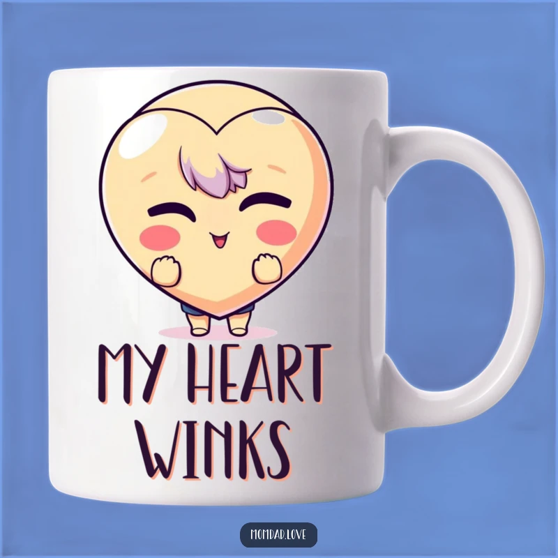 Funny Winking Heart Emoji Mug - Peek-a-Boo Character Surprise Gift