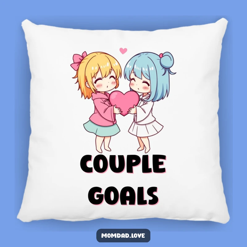Funny Anime Couple Pillow - Cozy Embrace Heart Comfort Gift
