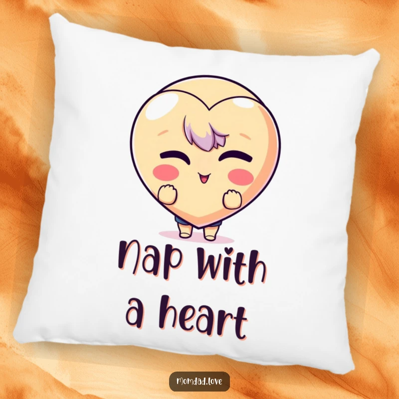 Funny Pillow: Character peeking from behind a winking heart emoji, offering cozy comfort and a funny twist.