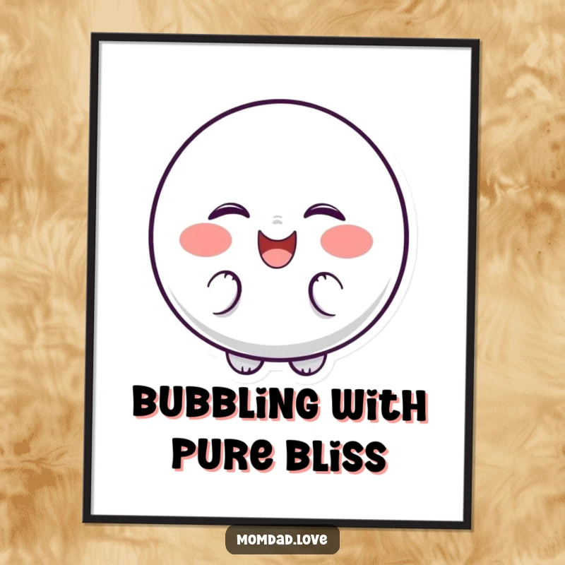 Funny Digital Art Print of a bubbly character with dots for cheeks, giggling uncontrollably and shaking with laughter.