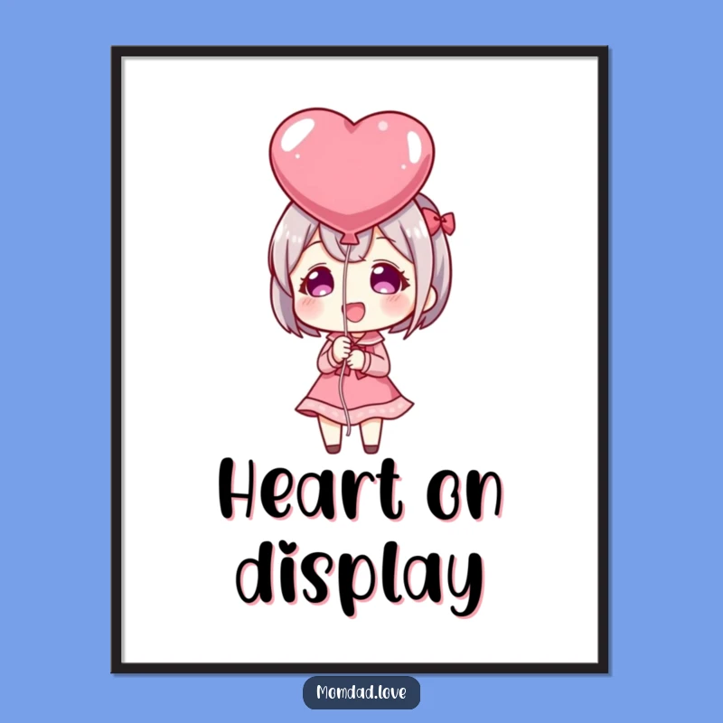 Funny Anime Heart Balloon Digital Art: Instant Love Decor, Perfect Gift for Valentine