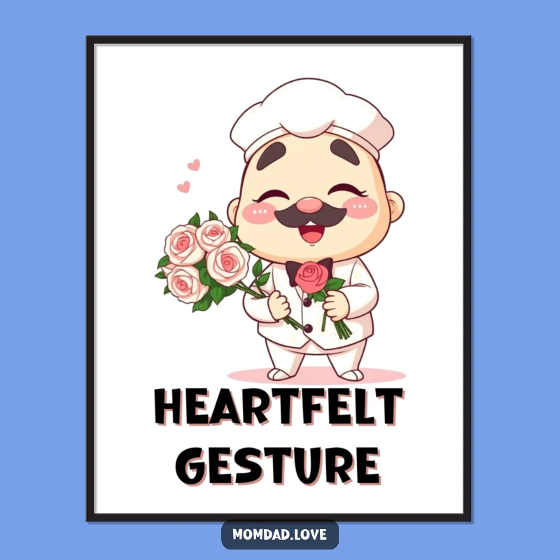 Funny Anime Papa Digital Art - Winking Dad Bouquet Print Gift