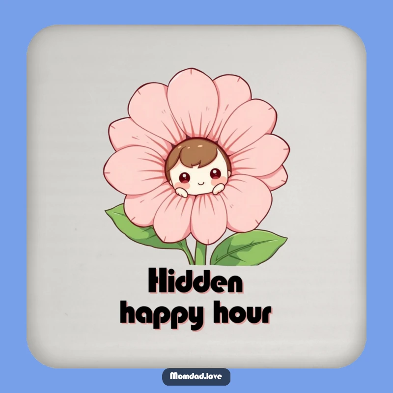 Funny Drink Coaster: Curious Character's Floral Protection, Perfect Funny Gift!