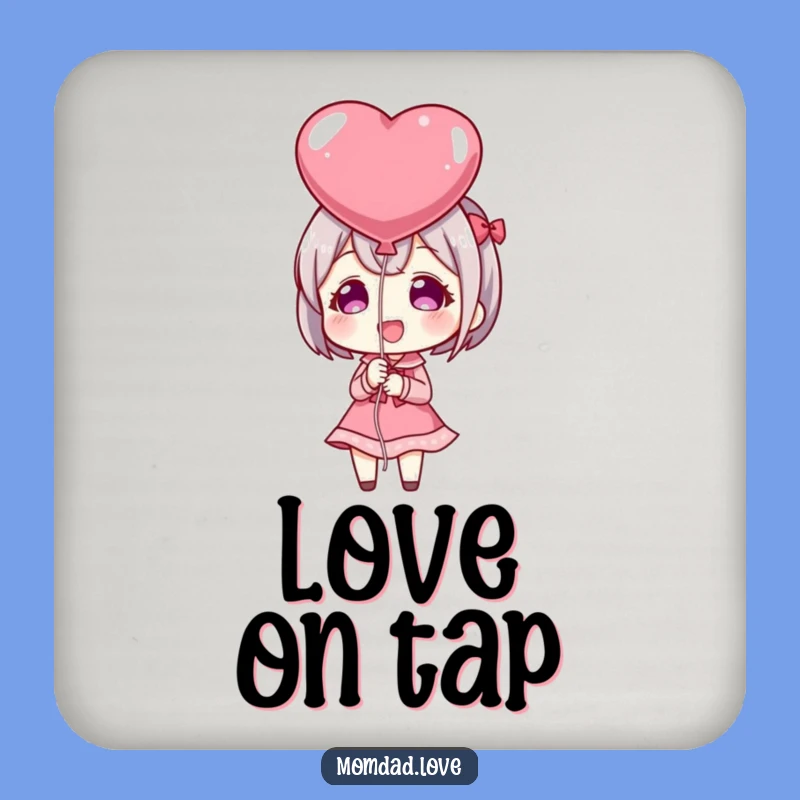 Funny Anime Heart Balloon Coaster Set: Protect Surfaces with Love, Unique Gift