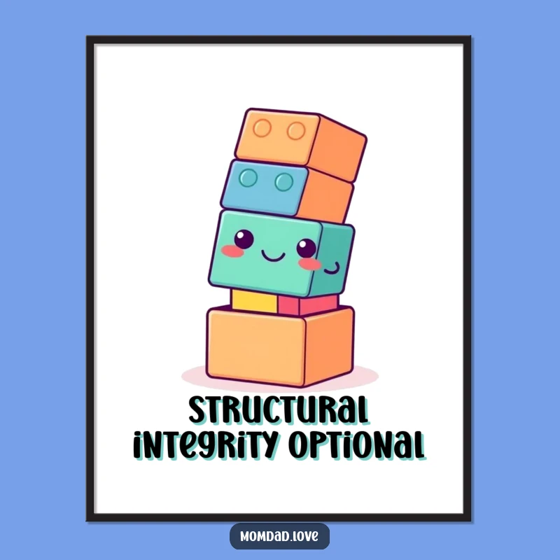 Funny Wobbly Tower Poster - Humorous Wall Art for a Cheerful Space