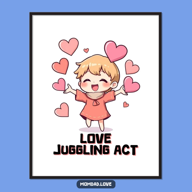 Funny Heart Juggling Art Poster - Vibrant Decor for a Cheerful Home