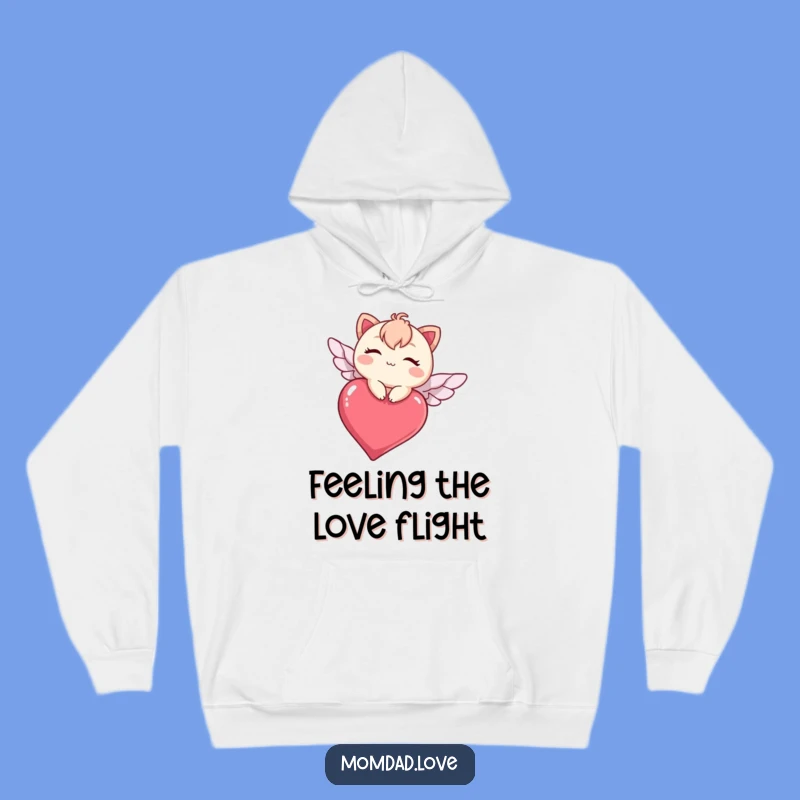 Funny Kawaii Heart Flight Hoodie - Cozy Winking Character Pullover Gift