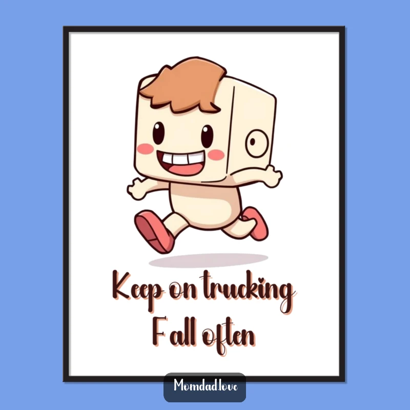 Free Printable Wall Art: Clumsy Character Running, Humorous Decor Downloadable