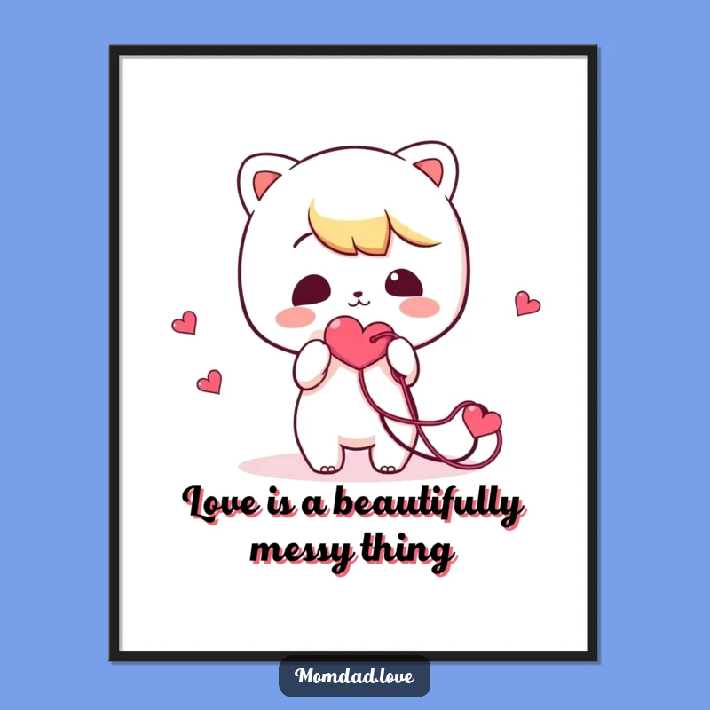 Free Printable Wall Art: Tangled Heart Kawaii Character Funny Downloadable Art