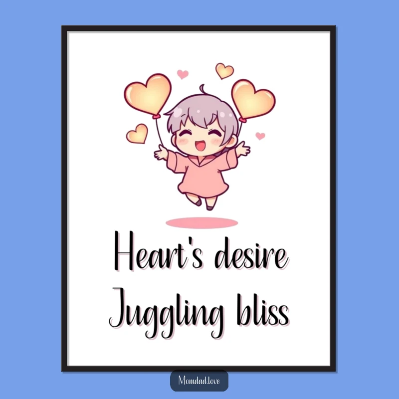 Lovely Free Printable Wall Art: Juggling Hearts, Radiant Downloadable Decor for Love