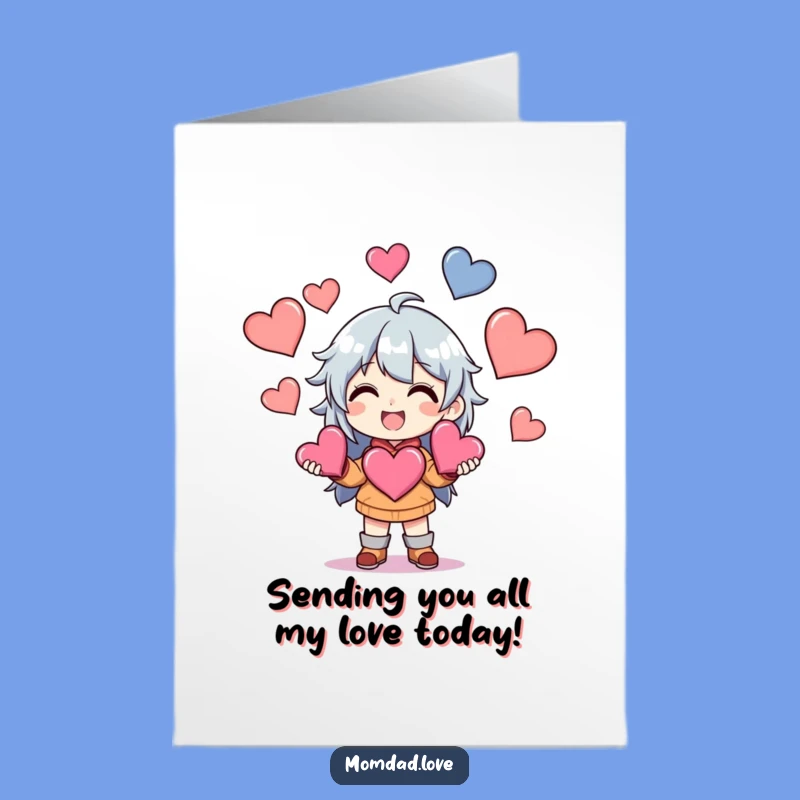 Free Printable Birthday Card: Anime Heart Juggler, Funny Downloadable Gift for Lovers