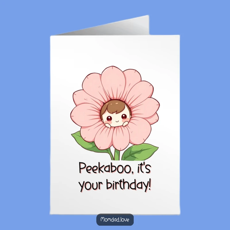 Free Printable Birthday Card: Funny Flower Peeker, Hilarious Downloadable Gift for Surprise Fun