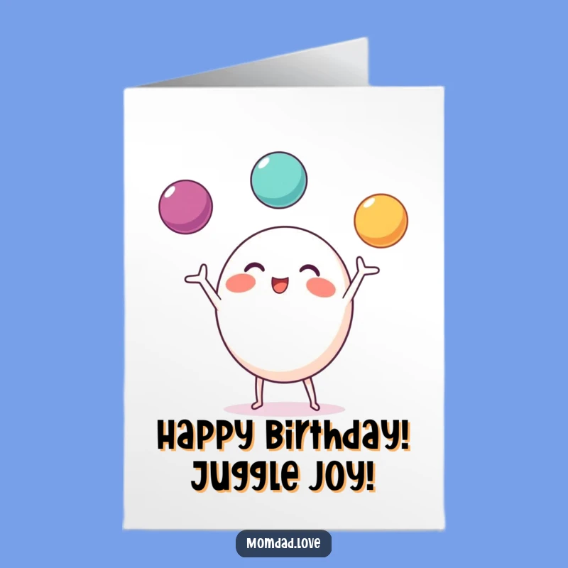 Free Printable Birthday Card: Juggling Character, Fun Downloadable Gift