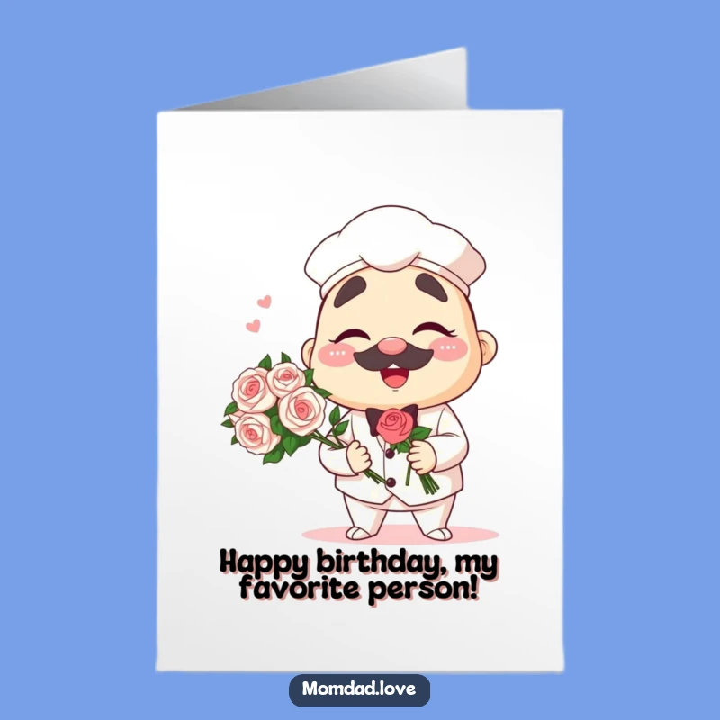 Free Printable Birthday Card - Anime Papa Winking Bouquet Downloadable Gift
