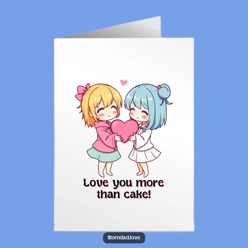 Free Printable Birthday Card - Anime Couple Hearts Downloadable Gift