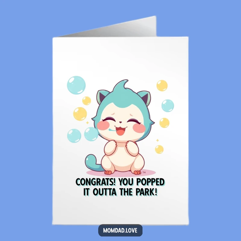 Free Printable Congrats Card: Giggling Bubble Creature Celebration - Funny Downloadable Gift