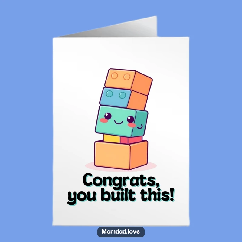 Free Printable Congrats Card: Wobbly Tower of Success - Funny DIY Downloadable