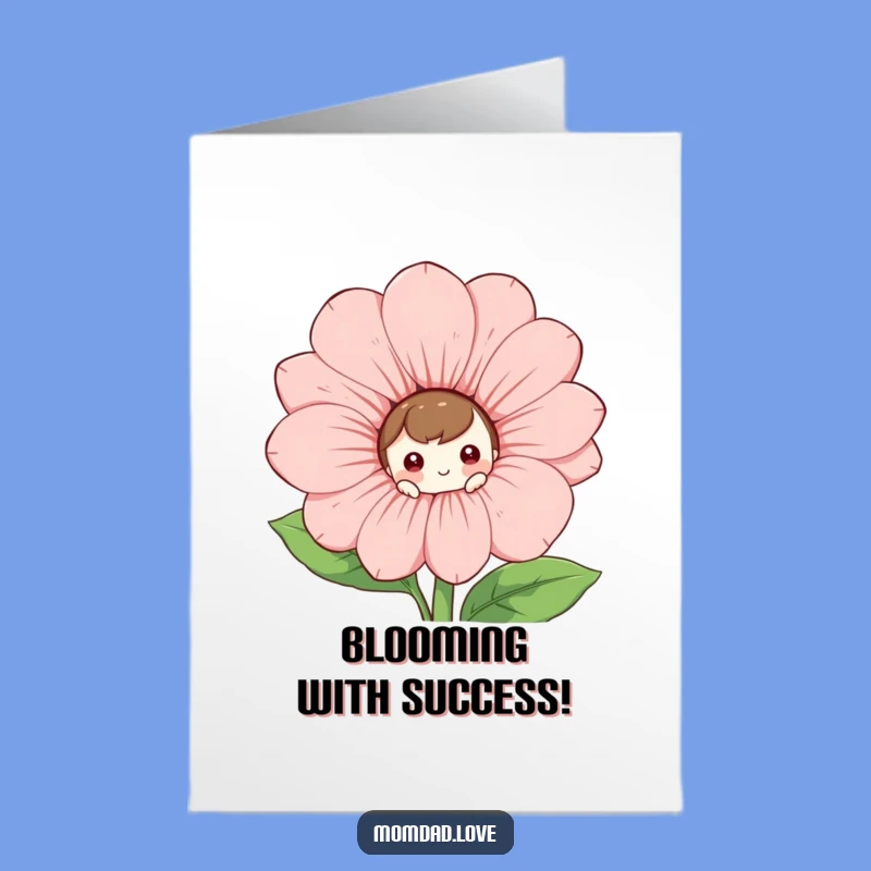 Free Printable Congratulations Card: Funny Flower Peeker, Delightful Downloadable Gift for New Beginnings