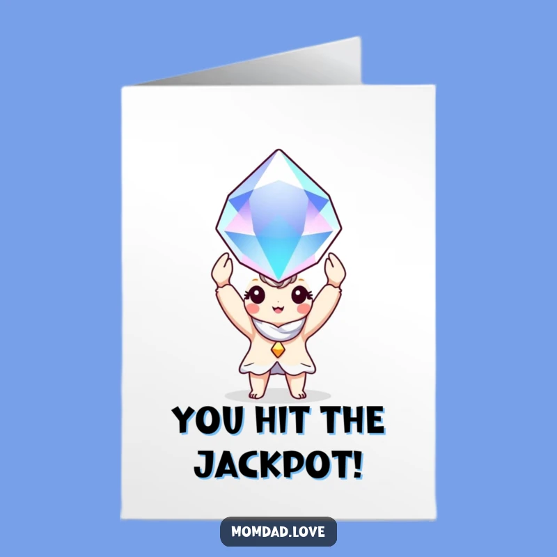 Free Printable Congratulations Card: Funny Gem Character, Perfect Downloadable Gift for Success