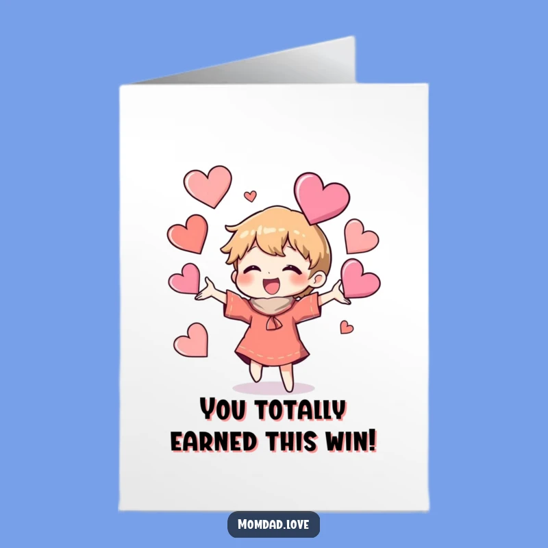 Free Printable Congrats Card: Juggling Hearts, Funny Downloadable Gift for Any Achievement