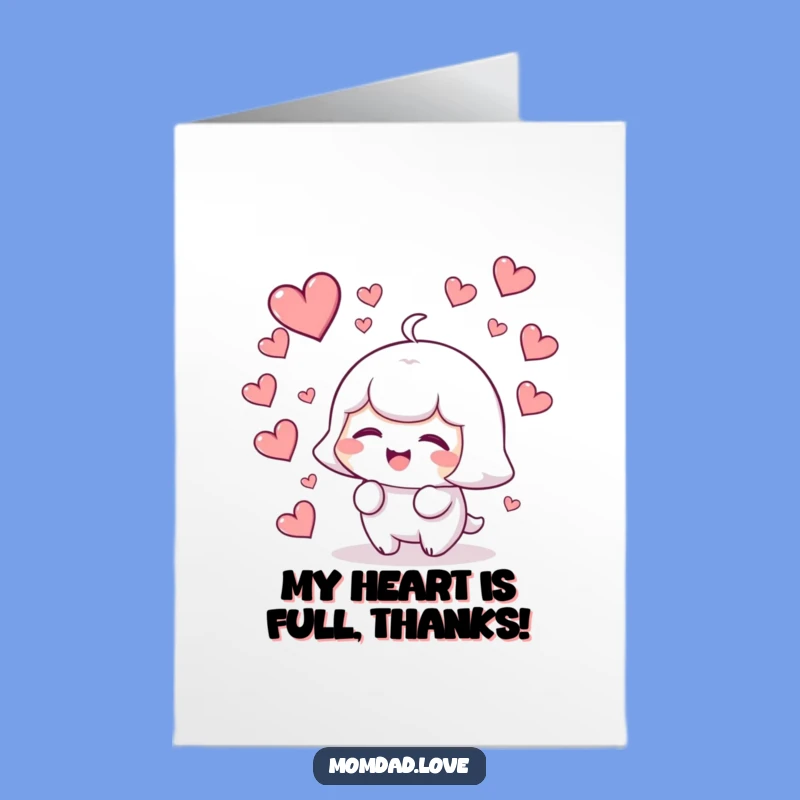 Free Printable Kawaii Hearts Card - Funny Thank You Downloadable Gift