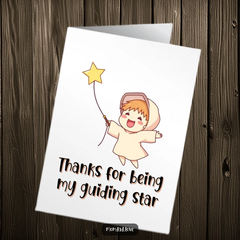 Funny Free Printable Thank You Card with a delighted figure catching a falling star, expressing thanks for something amazing.