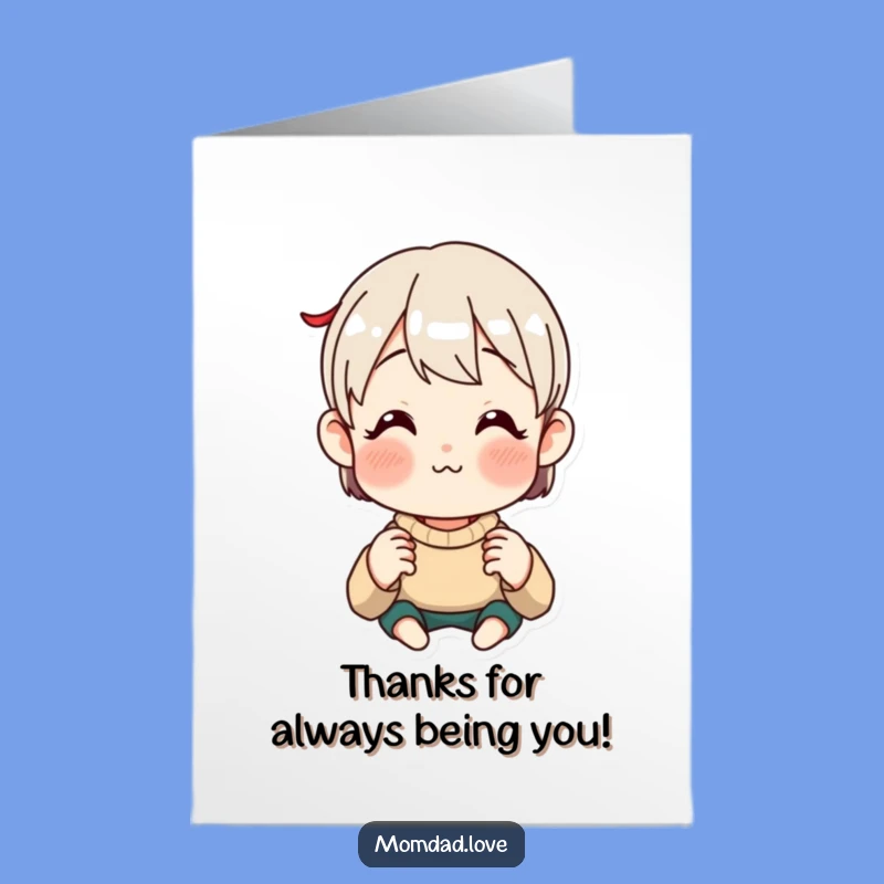 Free Printable Thank You Card: Funny Face Parent, Anime Style, Downloadable Gift