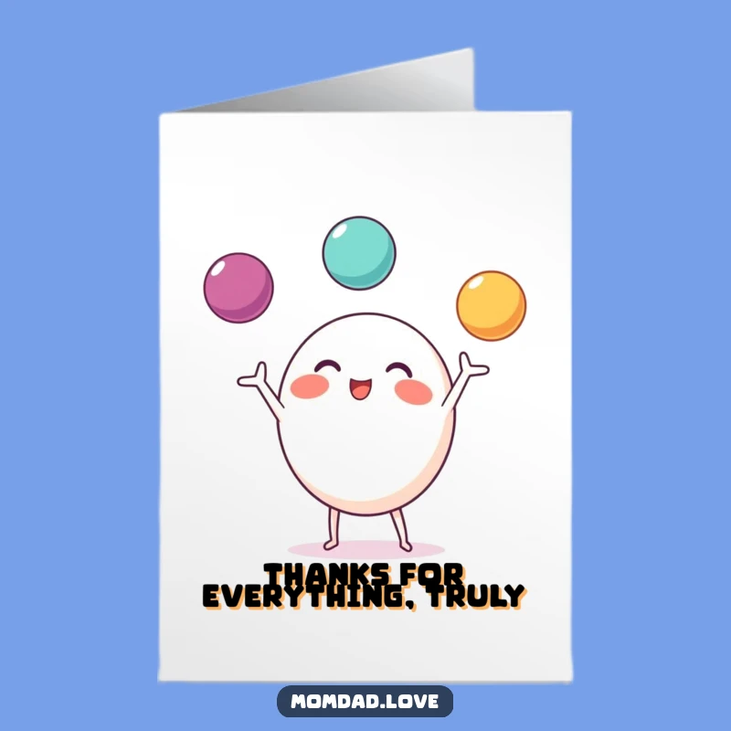 Free Printable Thank You Card: Juggling Thanks, Funny Appreciation