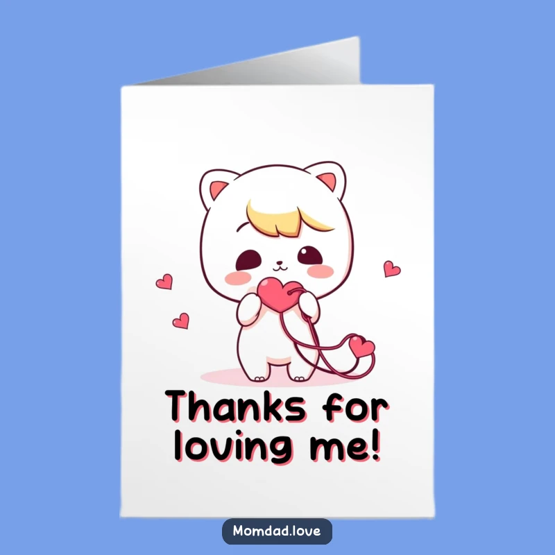 Free Printable Thank You Card: Tangled Heart Kawaii Character Gratitude