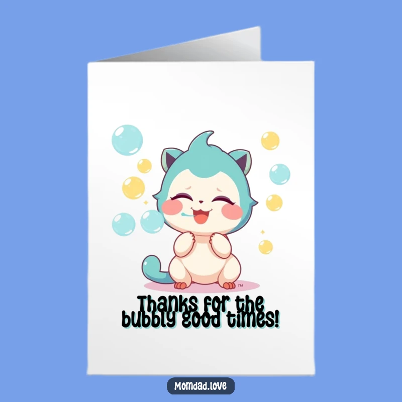 Free Printable Thank You Card: Giggling Bubble Creature Gratitude - Funny Downloadable Gift