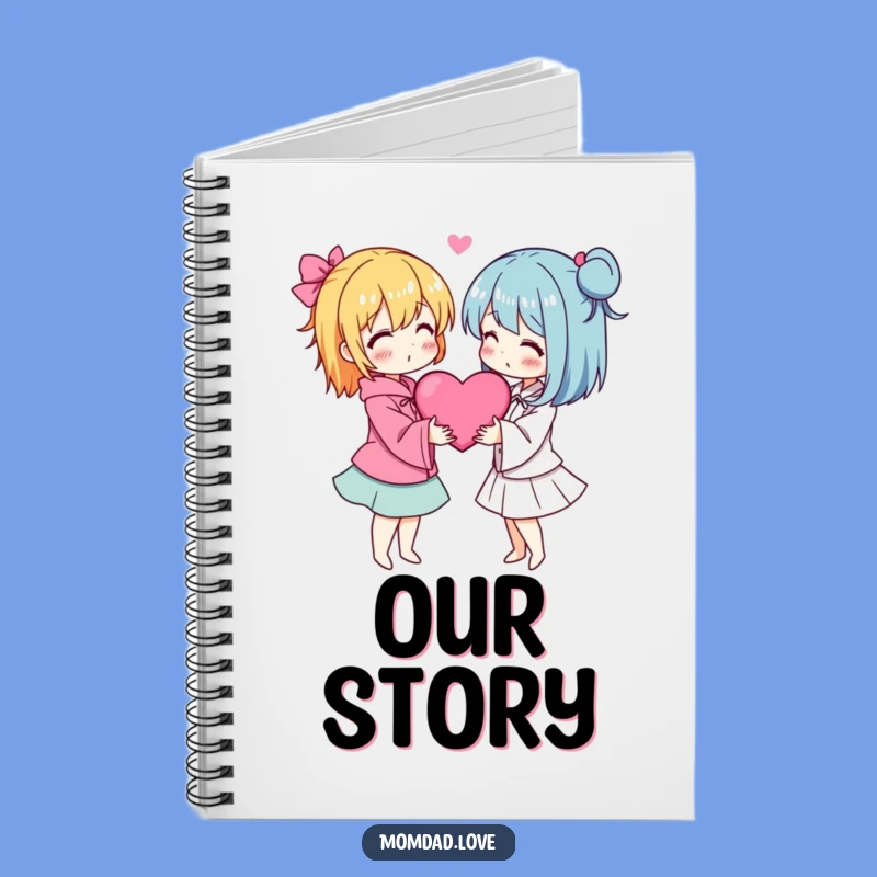 Funny Anime Couple Notebook - Heart Embrace Journal Gift