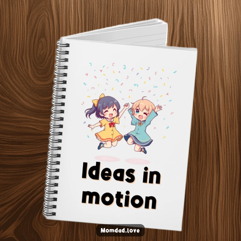 Funny Notebook: Two anime characters dancing energetically under confetti, perfect for capturing ideas with a fun and festive vibe.