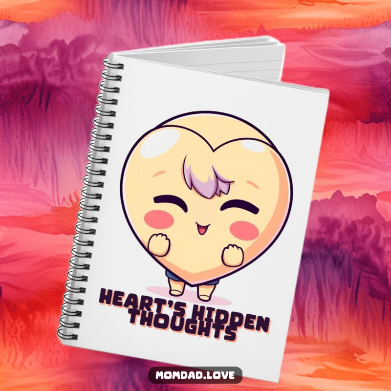 Funny Notebook: Character peeking from behind a winking heart emoji, great for journaling and as a funny gift.
