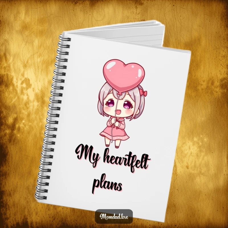 Funny Notebook: Anime character happily presenting a heart-shaped balloon, ideal for journaling thoughts of love and affection.
