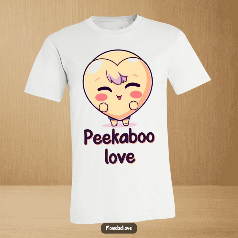 Funny T-Shirt: Character hiding behind a giant winking heart emoji, ideal for playful personalities and as a funny gift.