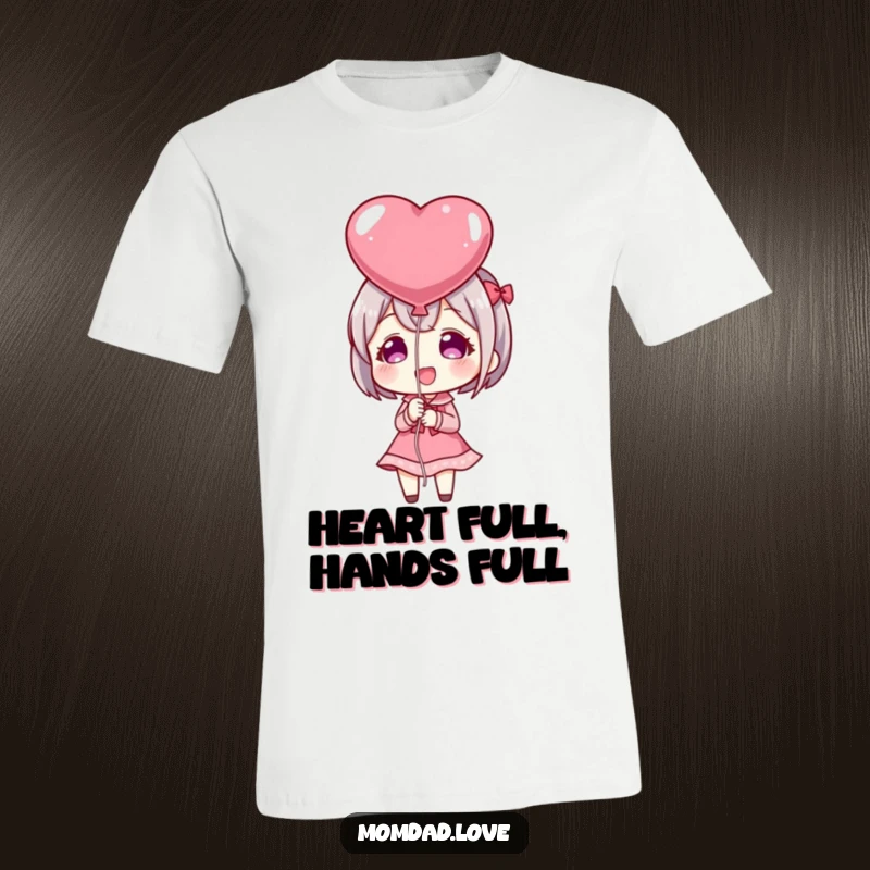 Funny T-Shirt: Anime character happily presenting a heart-shaped balloon, symbolizing love and cheerful affection.