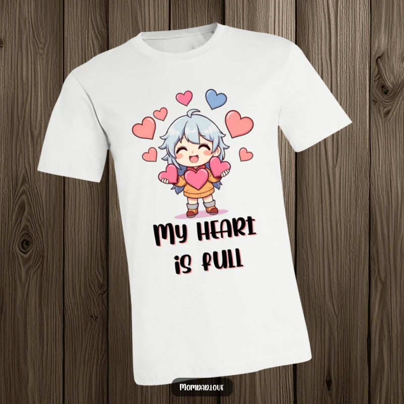 Funny Anime T-Shirt of a character with a grin, expertly juggling several hearts, a playful display of love and skill.