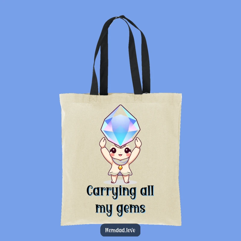 Funny Reusable Tote: Charming Character's Gem Haul, Perfect Funny Gift!