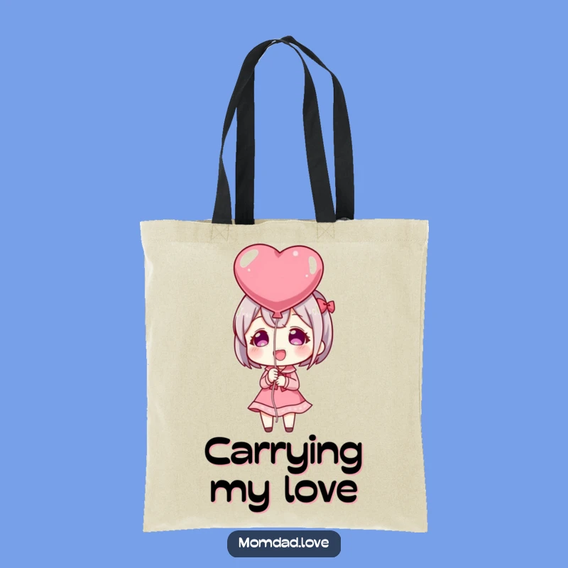 Funny Anime Heart Balloon Tote Bag: Carry Love Everywhere, Ideal Gift for Romantics