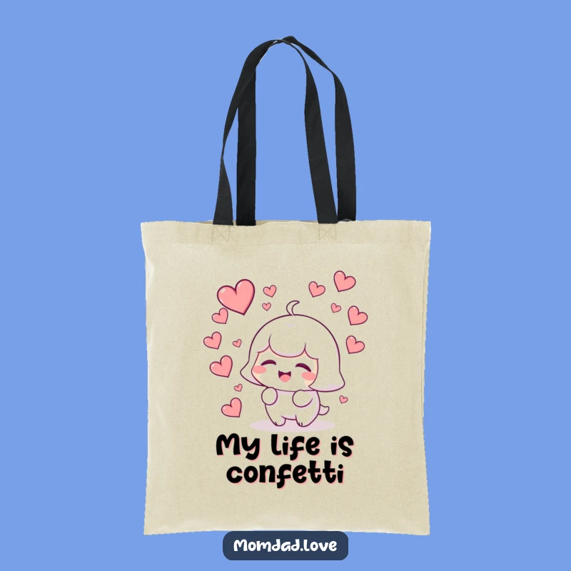 Funny Kawaii Giggling Hearts Tote Bag - Joyful Character Carryall Gift
