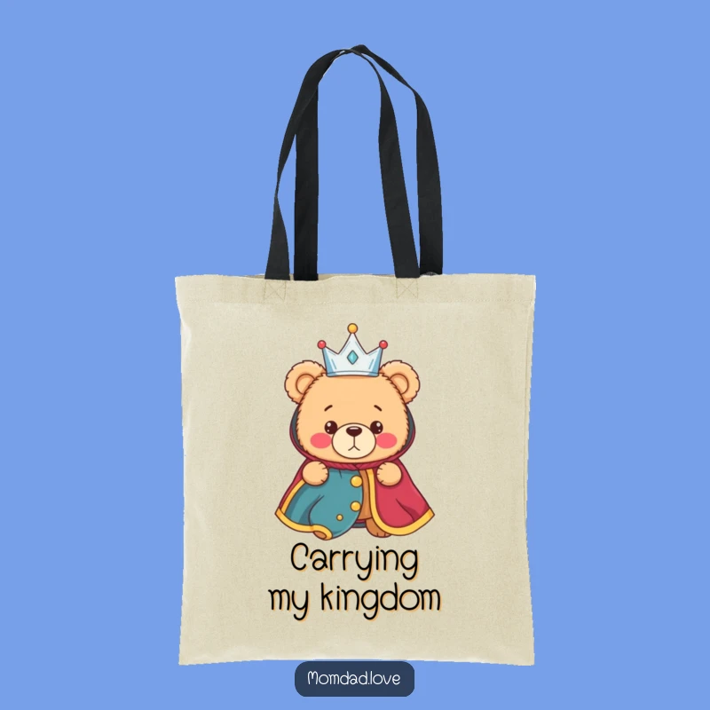 Funny Royal Bear Tote Bag - Carry Your Crown with Confusion